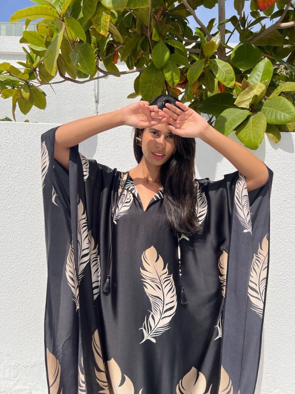 SWAN KAFTAN BLACK