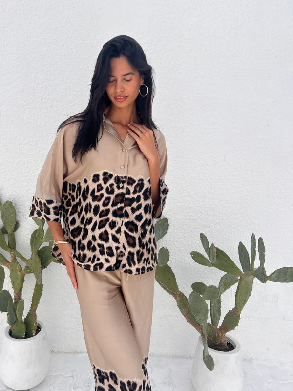 LOREN 2 PIECES SET CARAMEL-LEOPARD