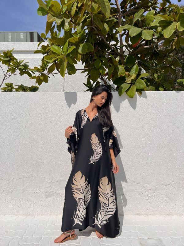 SWAN KAFTAN BLACK