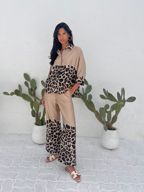 LOREN 2 PIECES SET CARAMEL-LEOPARD