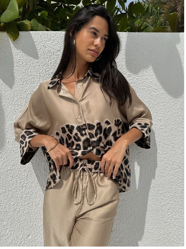 LOREN 2 PIECES SET CARAMEL-LEOPARD