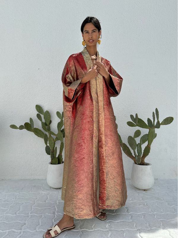 METALLIC ABAYA ORANGE-GOLD