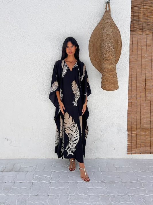 SWAN KAFTAN BLACK