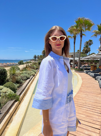 MIA SET SHORTS white with baby blue