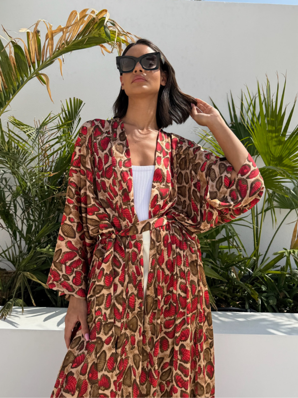 OLYMPIA KAFTAN SNAKE RED