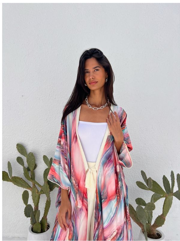 SILK TUNIC RAINBOW PINK