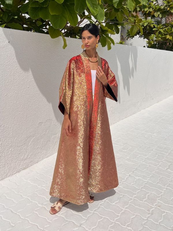 METALLIC ABAYA ORANGE-GOLD