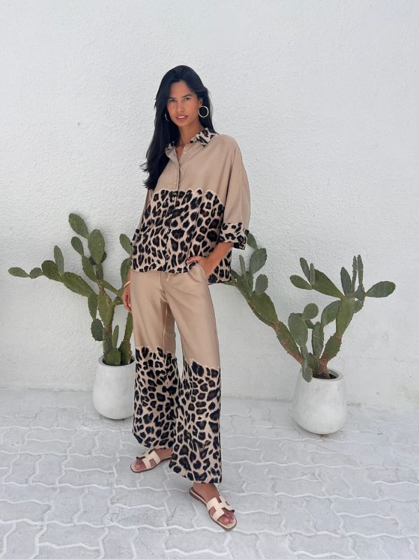 LOREN 2 PIECES SET  CARAMEL-LEOPARD