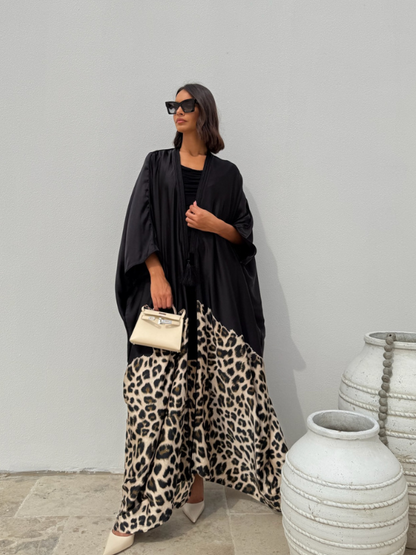 MIMI BLACK TUNIC WITH LEOPARD