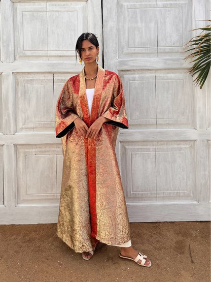 METALLIC ABAYA ORANGE-GOLD