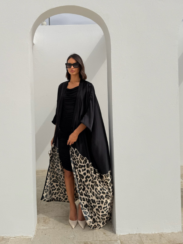 MIMI BLACK TUNIC WITH LEOPARD