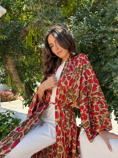 OLYMPIA KAFTAN SNAKE RED