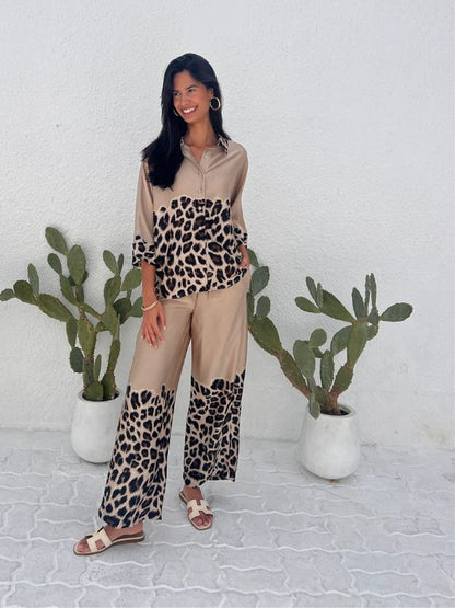 LOREN 2 PIECES SET  CARAMEL-LEOPARD