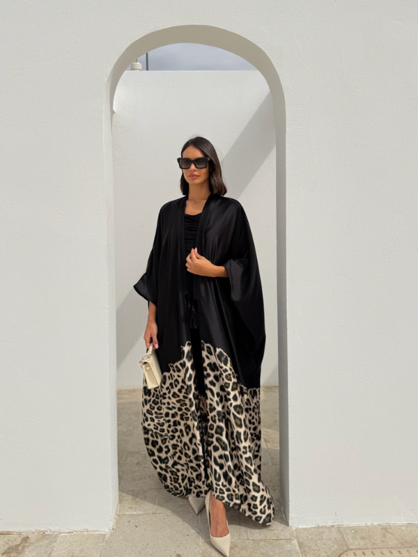 MIMI BLACK TUNIC WITH LEOPARD