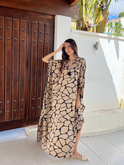 CLASSIC KAFTAN - GIRAFFE PRINT - CARAMEL