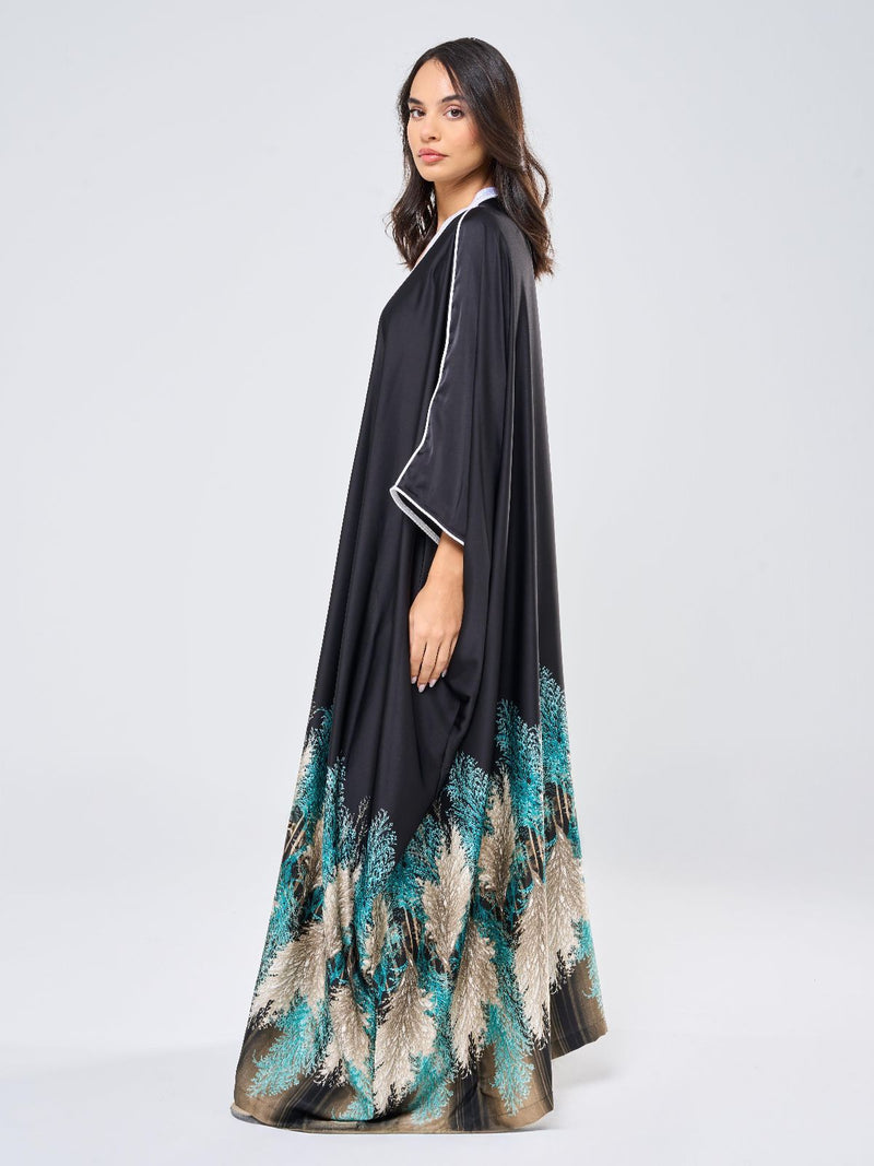 SILK TUNIC FLORAL - BLACK W/ GREEN FLORAL