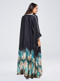 SILK TUNIC FLORAL - BLACK W/ GREEN FLORAL