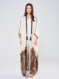 MIMI SILK TUNIC W/ LEOPARD -  CREAM NEW