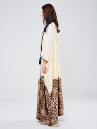 MIMI SILK TUNIC W/ LEOPARD -  CREAM NEW