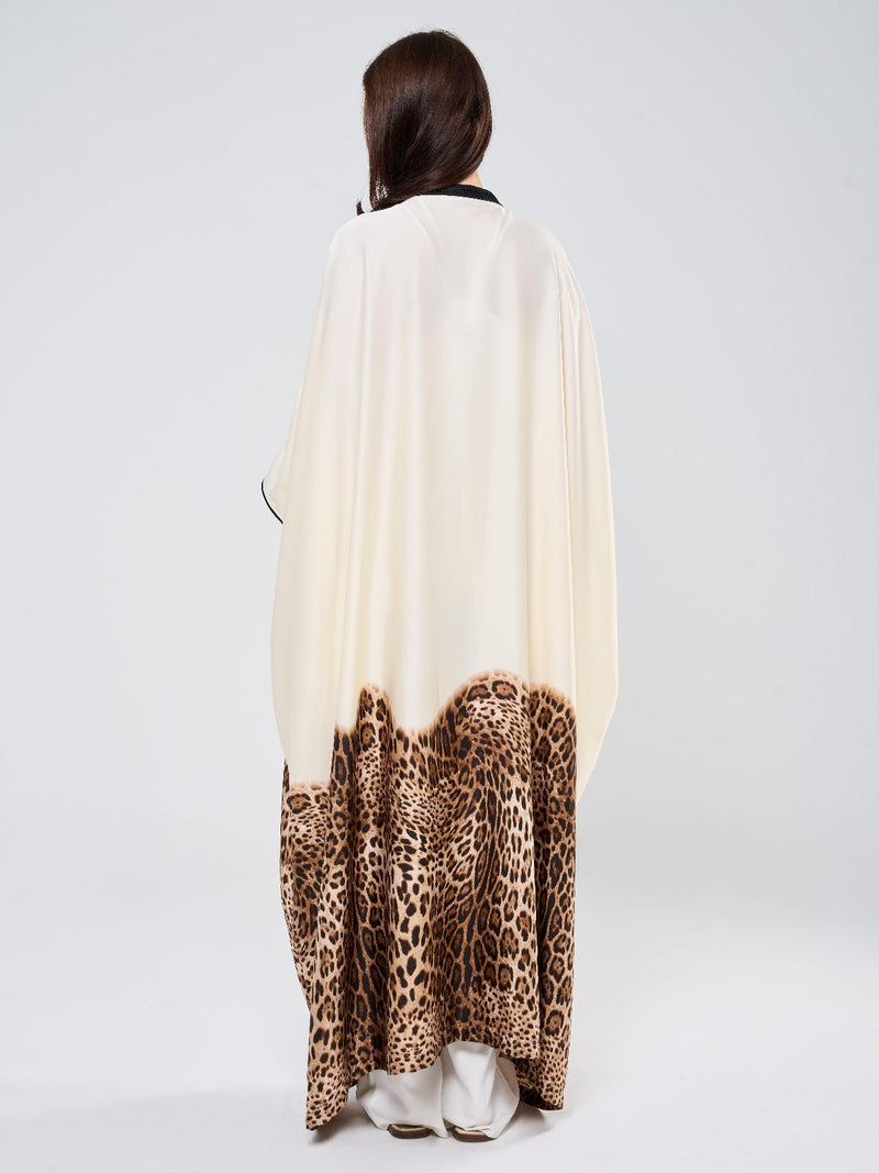 MIMI SILK TUNIC W/ LEOPARD -  CREAM NEW