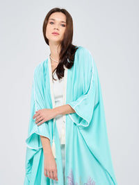 SILK TUNIC FLORAL - AQUA GREEN