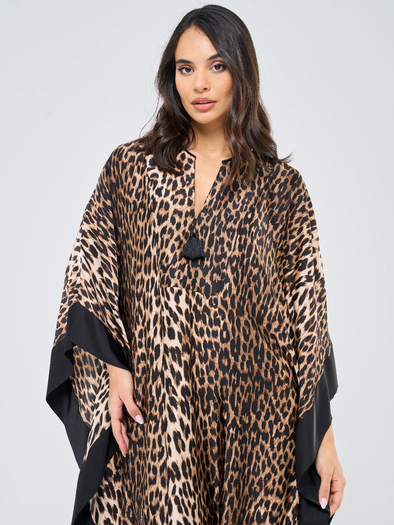 MAYA KAFTAN LEOPARD PRINT