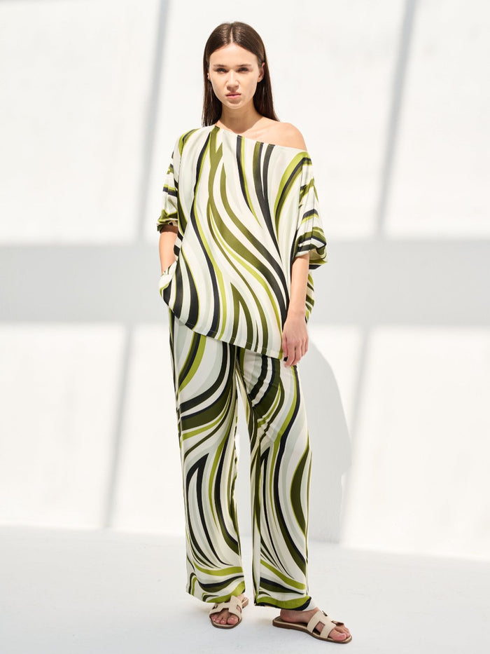 VERA SET ONE SHOULDER (BLOUSE W/ TROUSERS) - KHAKI GREEN