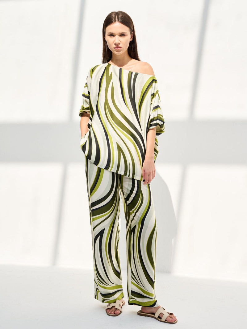 VERA SET ONE SHOULDER (BLOUSE W/ TROUSERS) - KHAKI GREEN