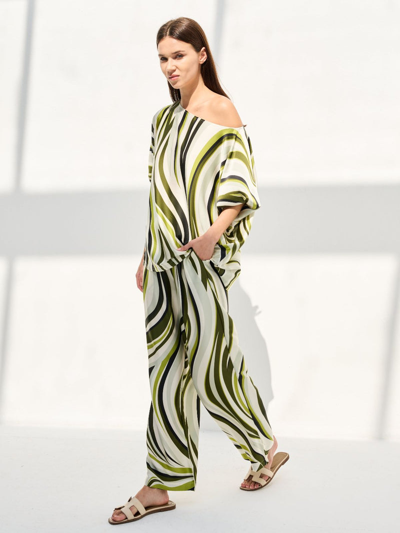 VERA SET ONE SHOULDER (BLOUSE W/ TROUSERS) - KHAKI GREEN