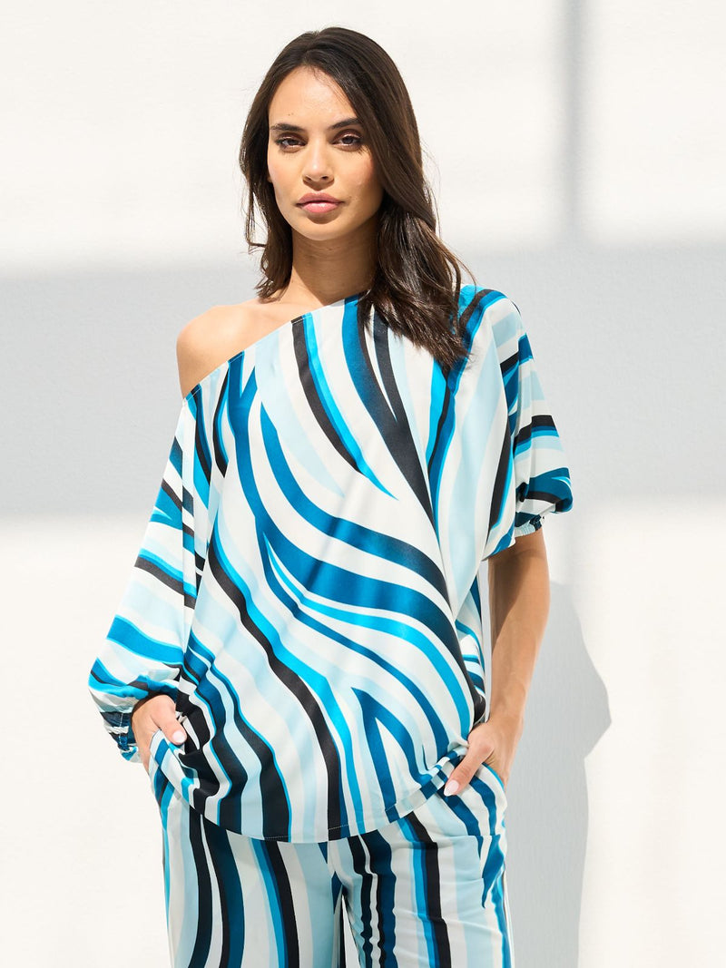 VERA SET ONE SHOULDER (BLOUSE W/ TROUSERS) - BLUE