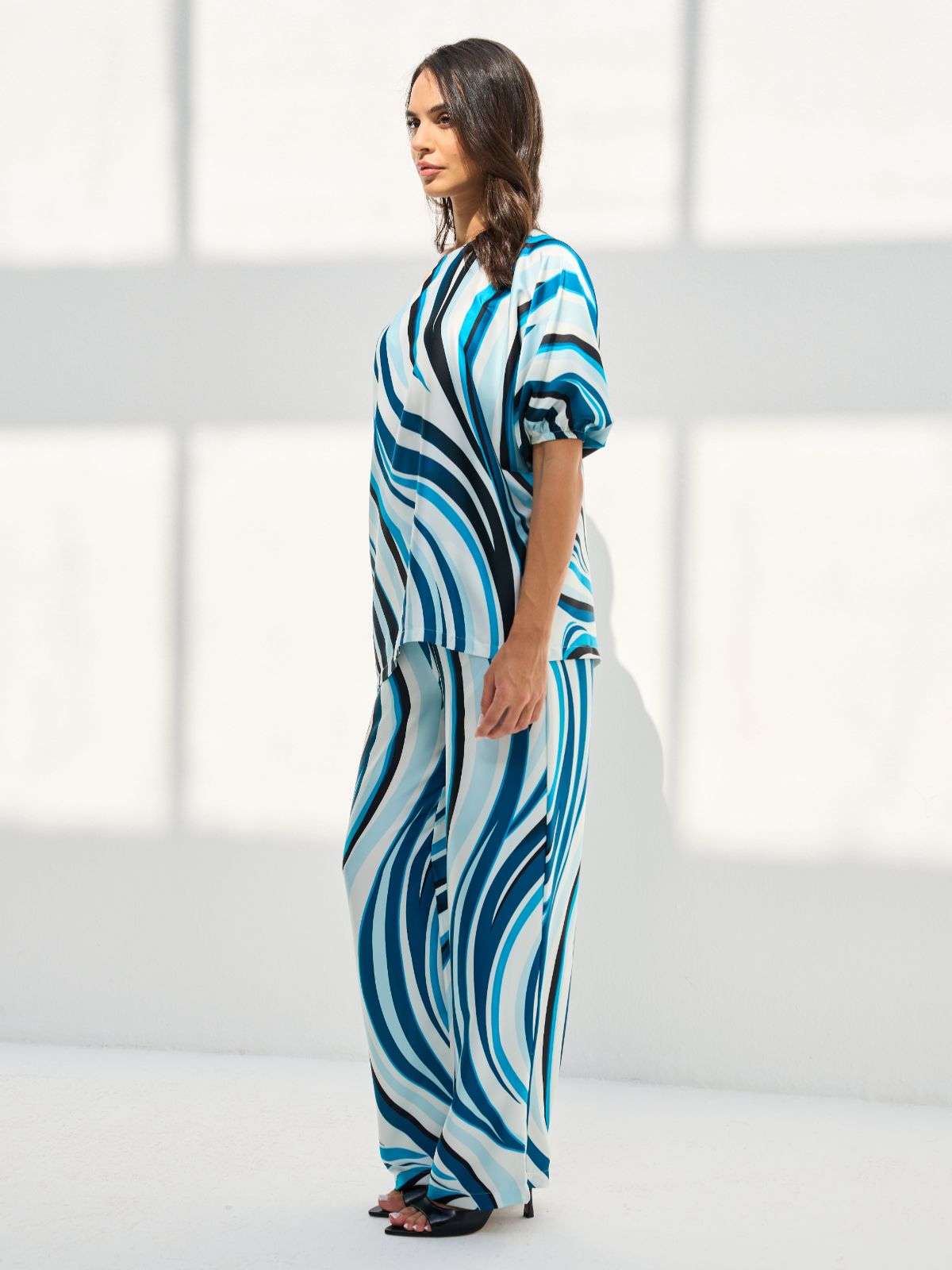 VERA SET ONE SHOULDER (BLOUSE W/ TROUSERS) - BLUE