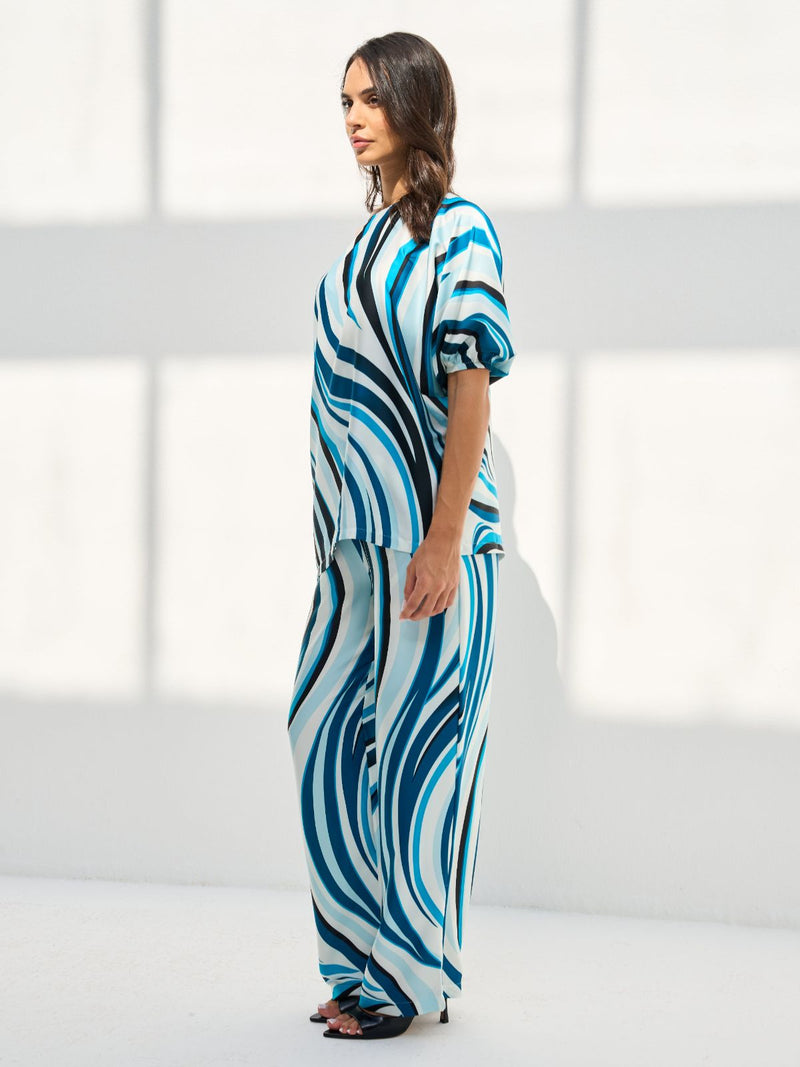 VERA SET ONE SHOULDER (BLOUSE W/ TROUSERS) - BLUE