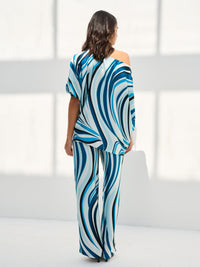 VERA SET ONE SHOULDER (BLOUSE W/ TROUSERS) - BLUE