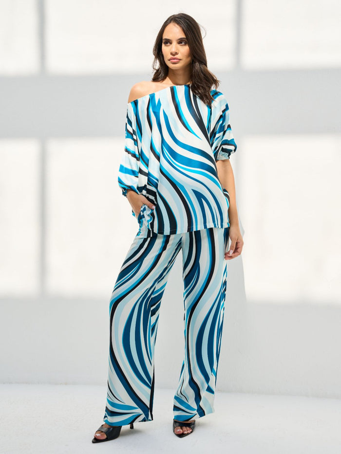 VERA SET ONE SHOULDER (BLOUSE W/ TROUSERS) - BLUE