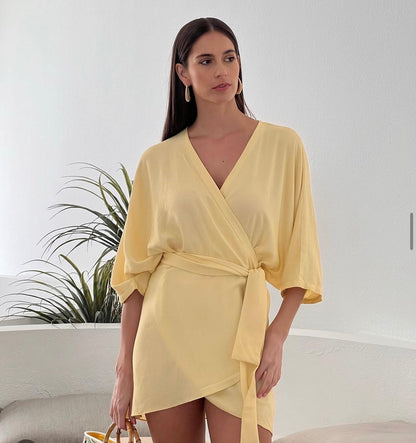 MIMI WRAPPED DRESS YELLOW