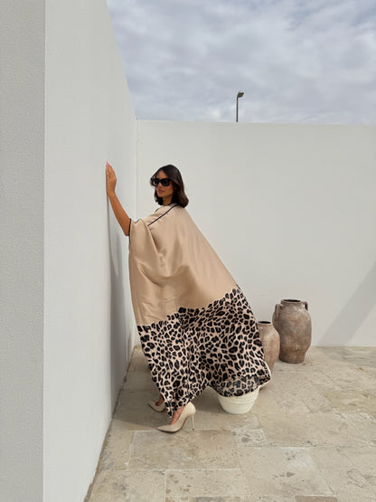 MIMI CARAMEL TUNIC WITH LEOPARD