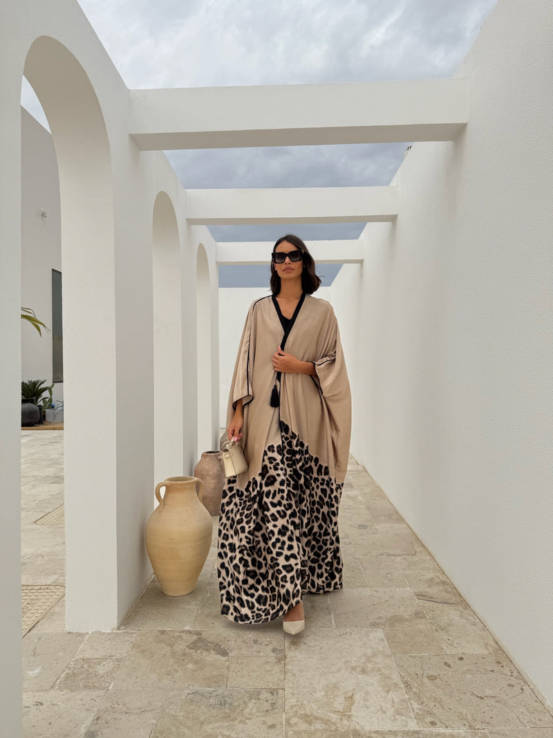 MIMI Silk Tunic Leopard with Caramel