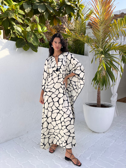 CLASSIC KAFTAN - GIRAFFE PRINT - CREAM