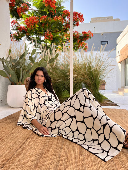 CLASSIC KAFTAN - GIRAFFE PRINT - CREAM