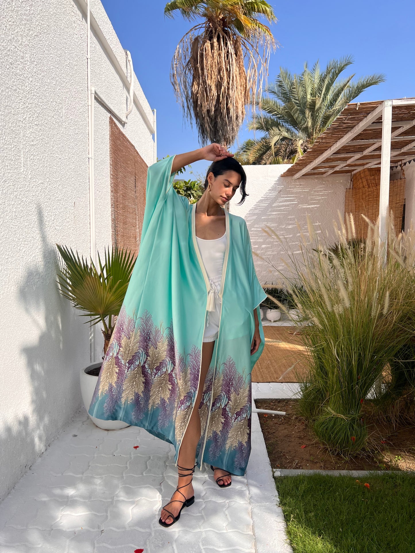 SILK TUNIC - AQUA GREEN