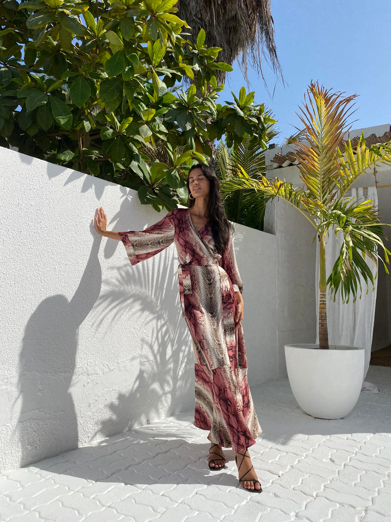 SOPHIA WRAPPED DRESS - ROSE PINK