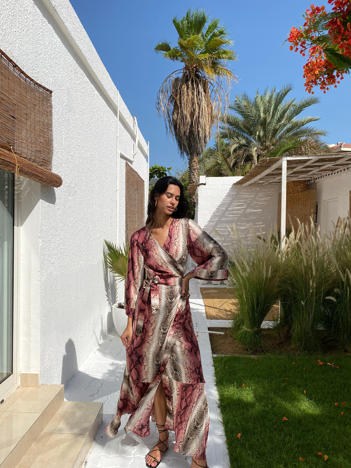 SOPHIA WRAPPED DRESS - ROSE PINK