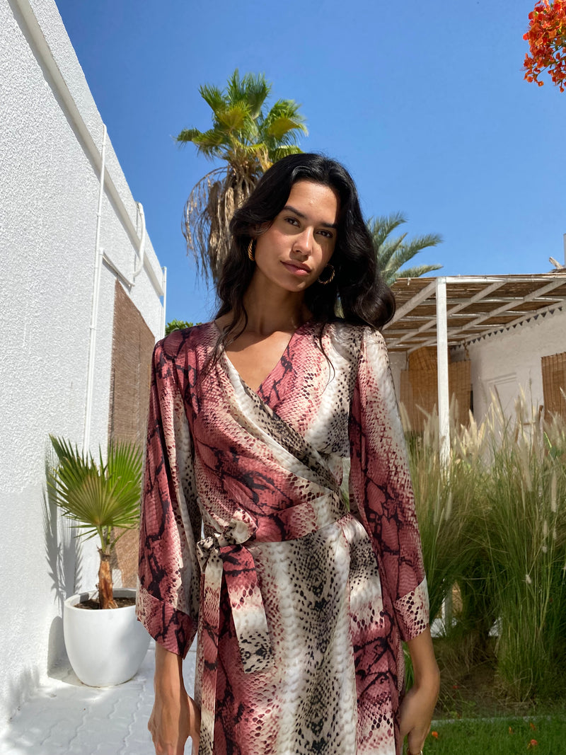 SOPHIA WRAPPED DRESS - ROSE PINK