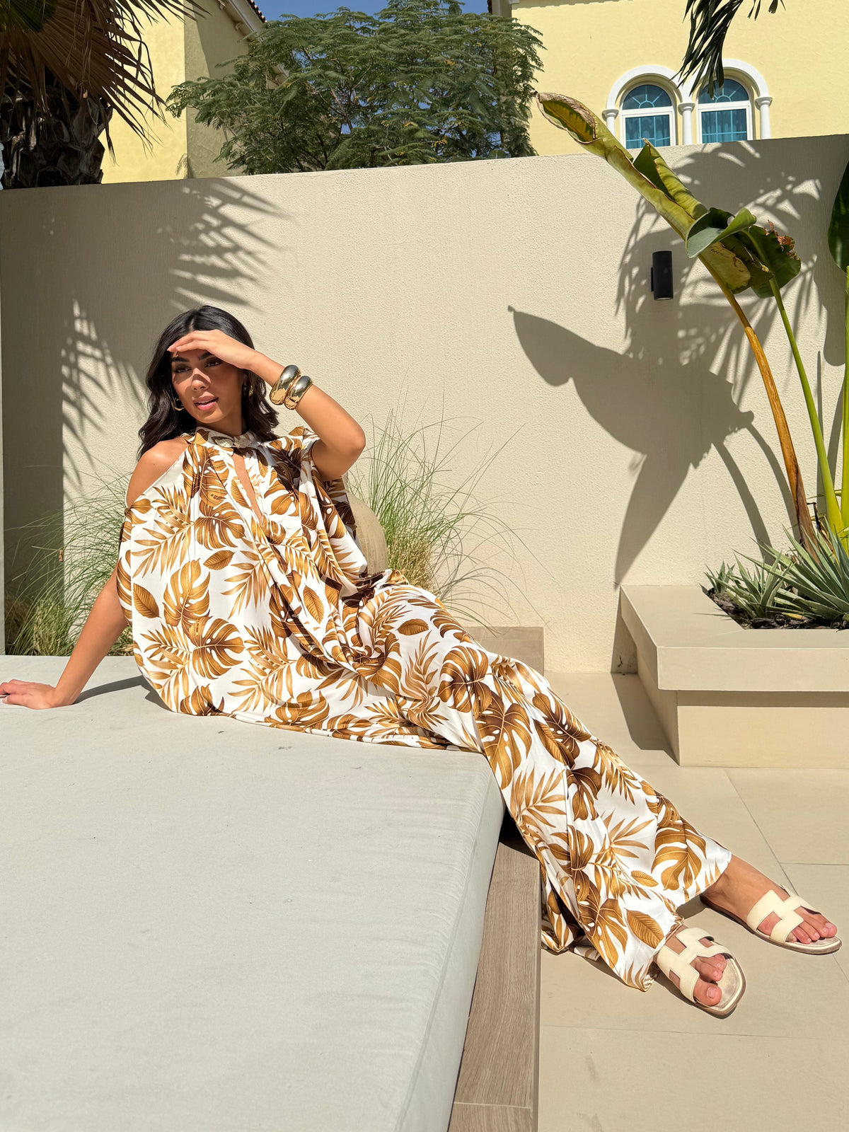 BEA SILK KAFTAN - Cream & Gold
