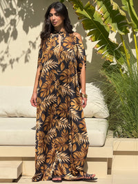 BEA SILK KAFTAN - Black & Gold