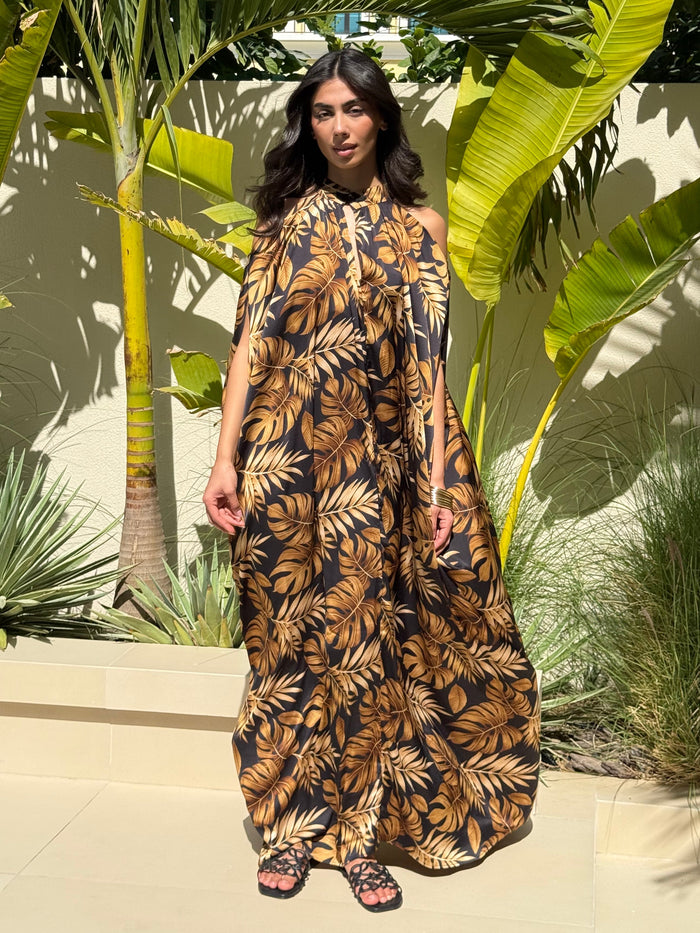 BEA SILK KAFTAN - Black & Gold