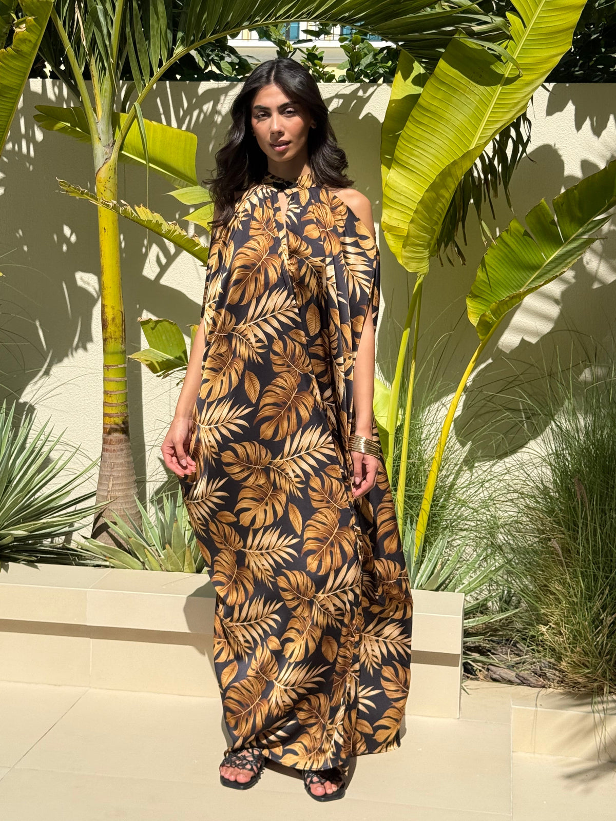 BEA SILK KAFTAN - Black & Gold