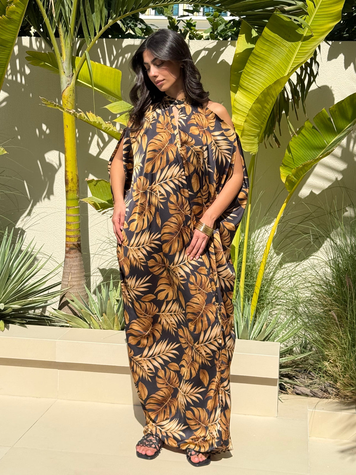 BEA SILK KAFTAN - Black & Gold