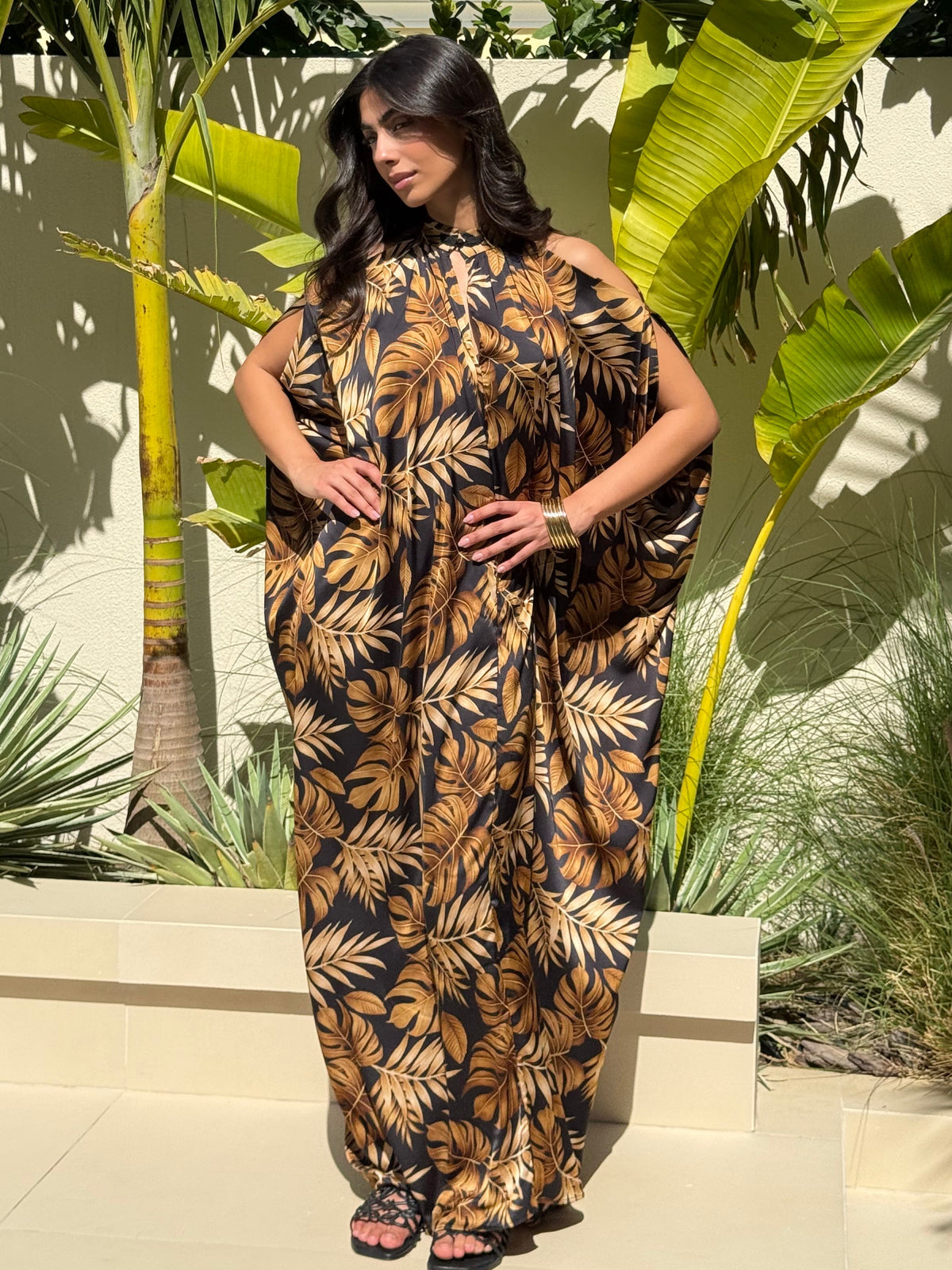 BEA SILK KAFTAN - Black & Gold