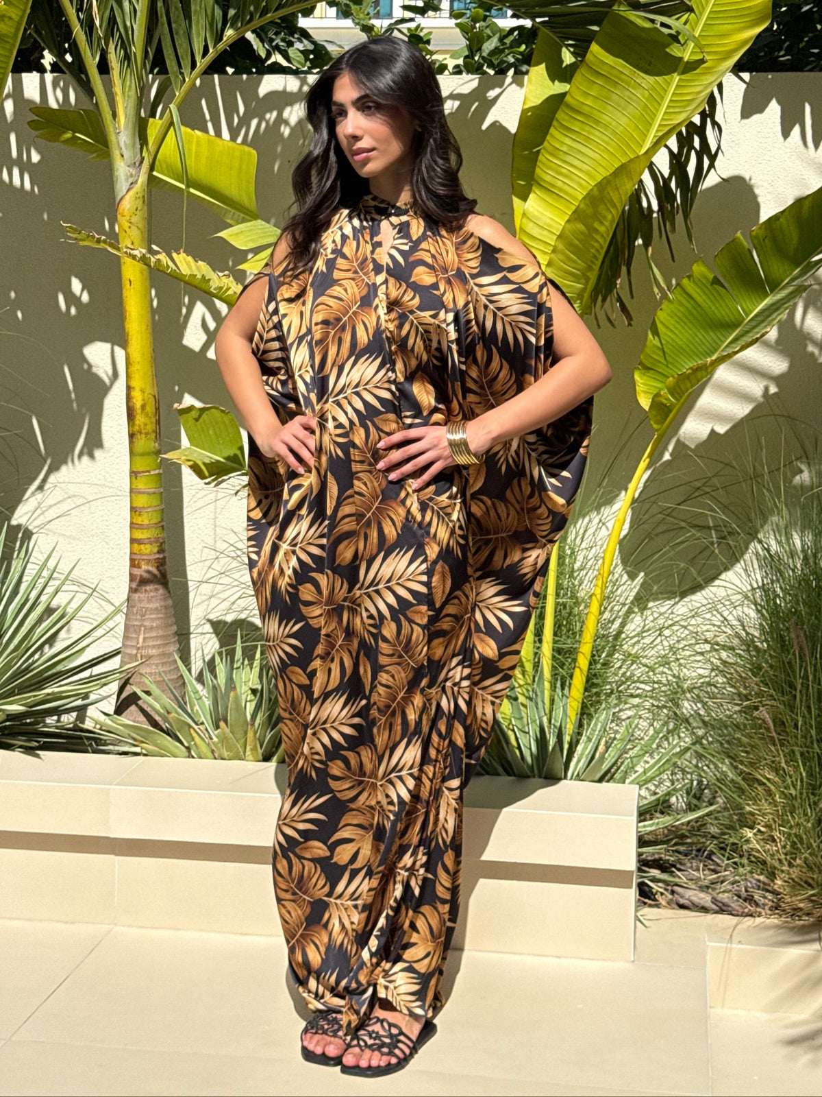 BEA SILK KAFTAN - Black & Gold